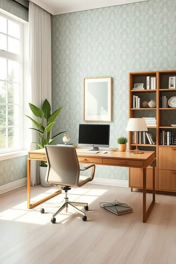 serene sage workspace ambiance
