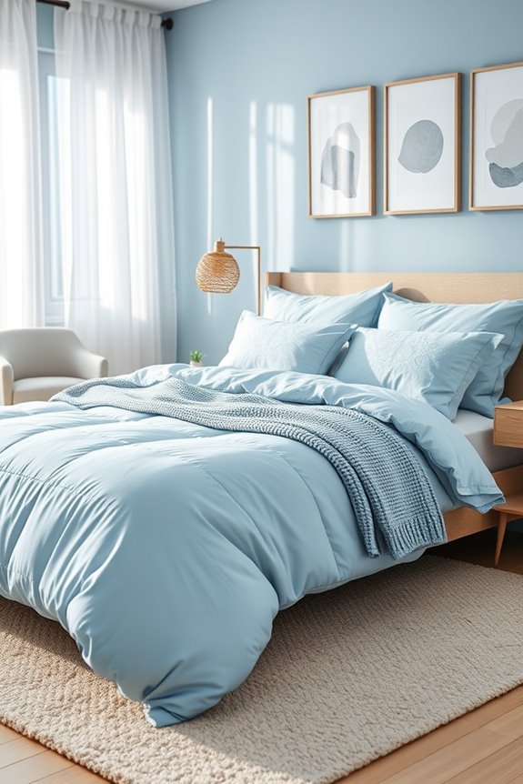 serene sky blue bedding