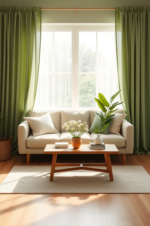 serene soft green curtains