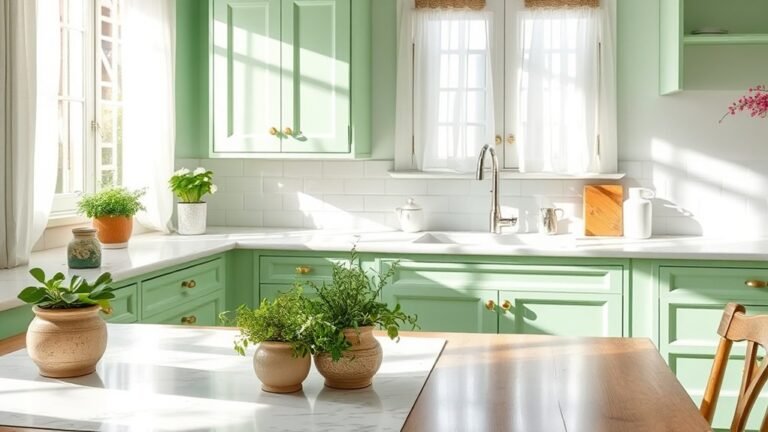 serene soft green kitchens