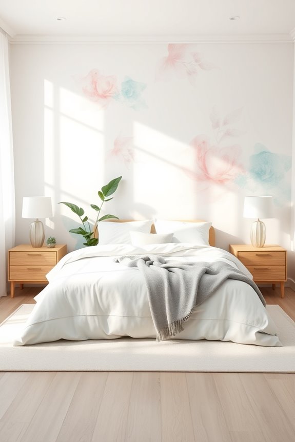 serene soft watercolor bedroom