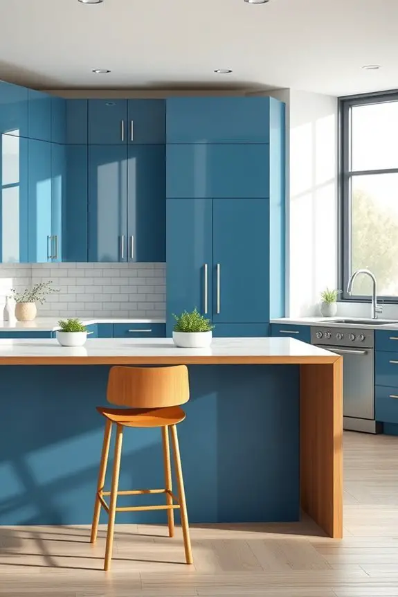 serene steel blue cabinets