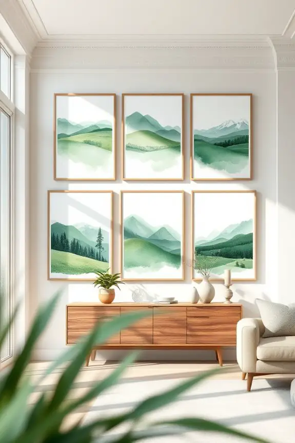 serene watercolor green landscapes