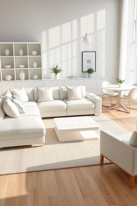 serene white furniture arrangement