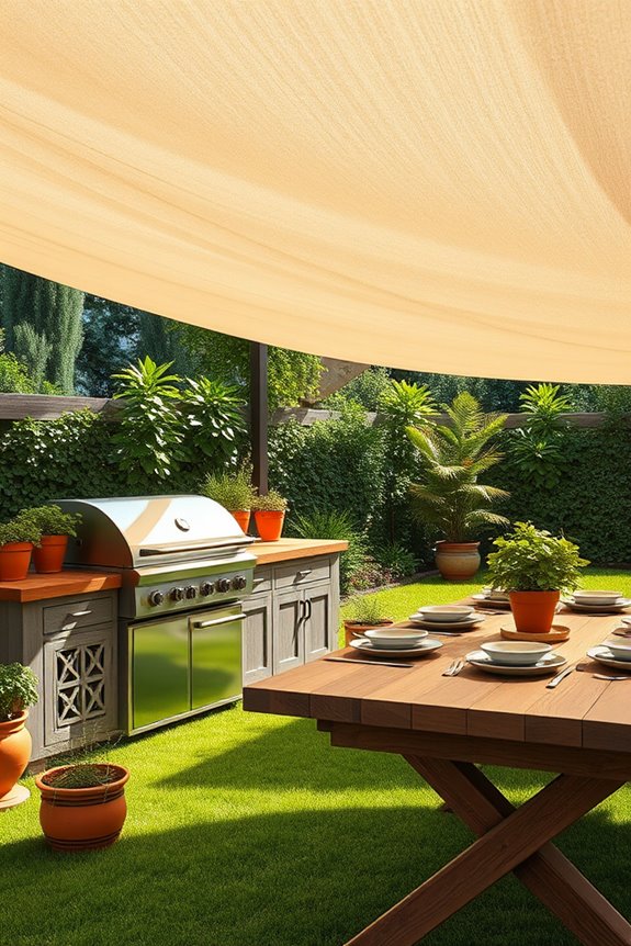 shade sail outdoor cooking