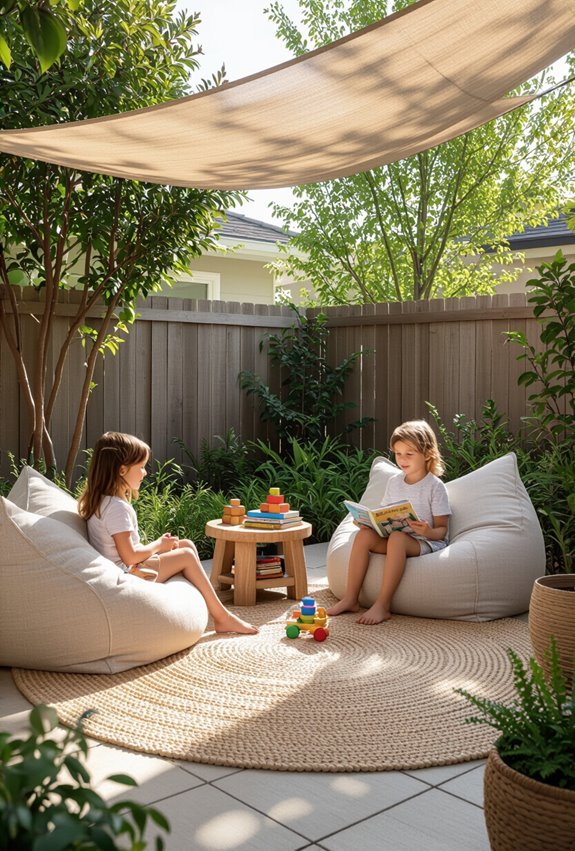 shaded cozy beanbag reading nook