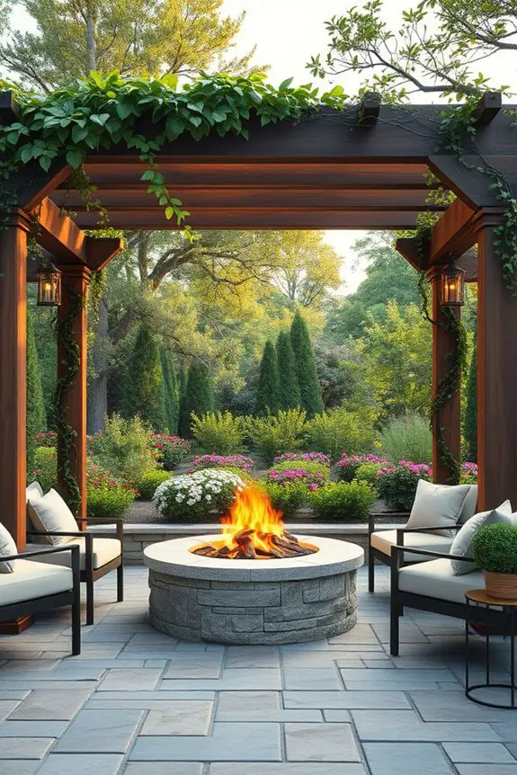 shaded fire pit retreat
