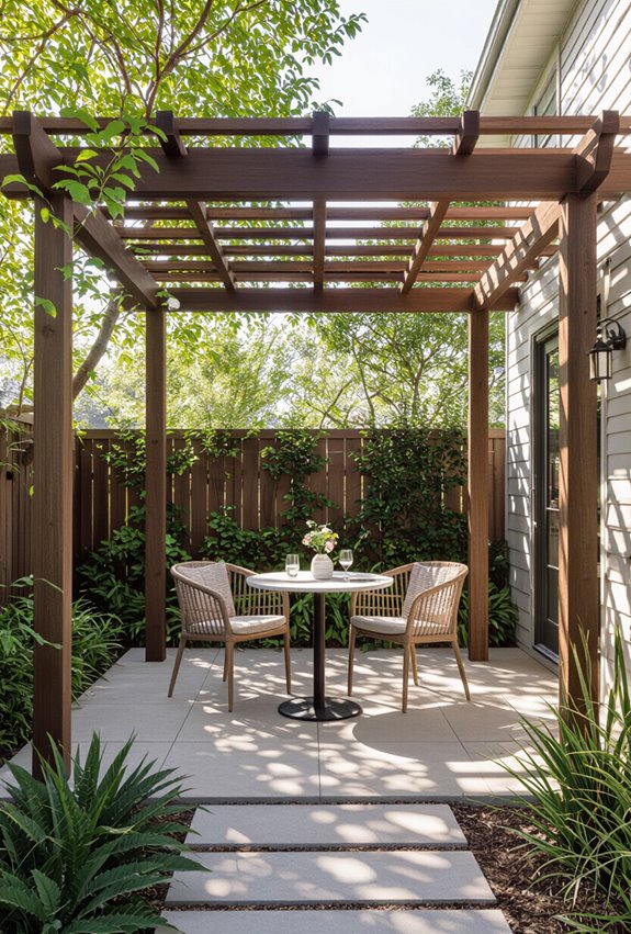 shaded tropical pergola cafe