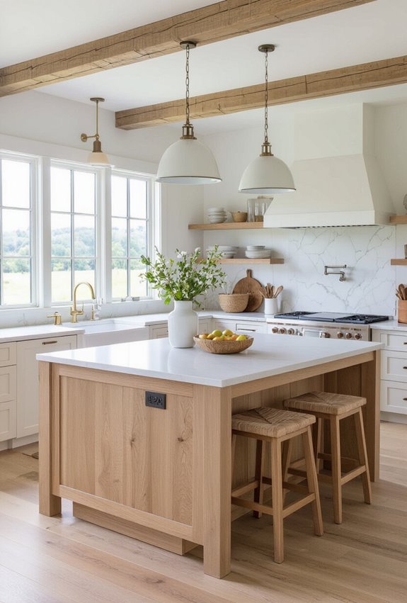 shaker cabinets and open shelving
