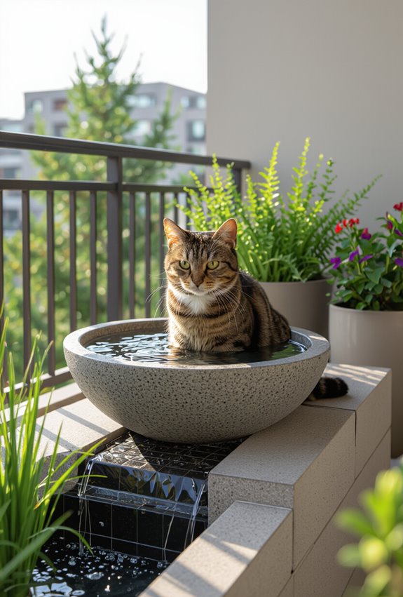 shallow secure shaded drinking fountains
