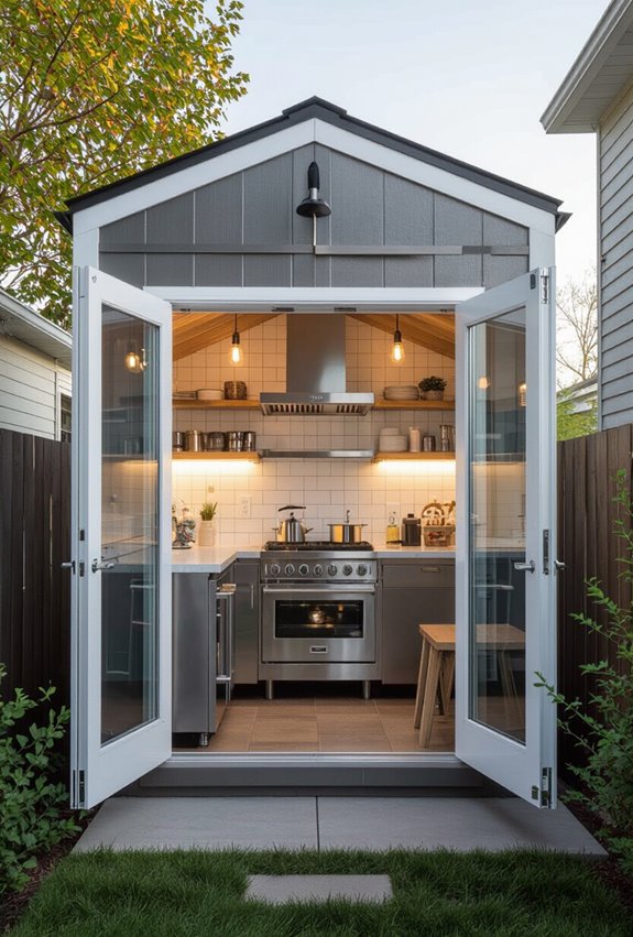 shed to commercial kitchen conversion