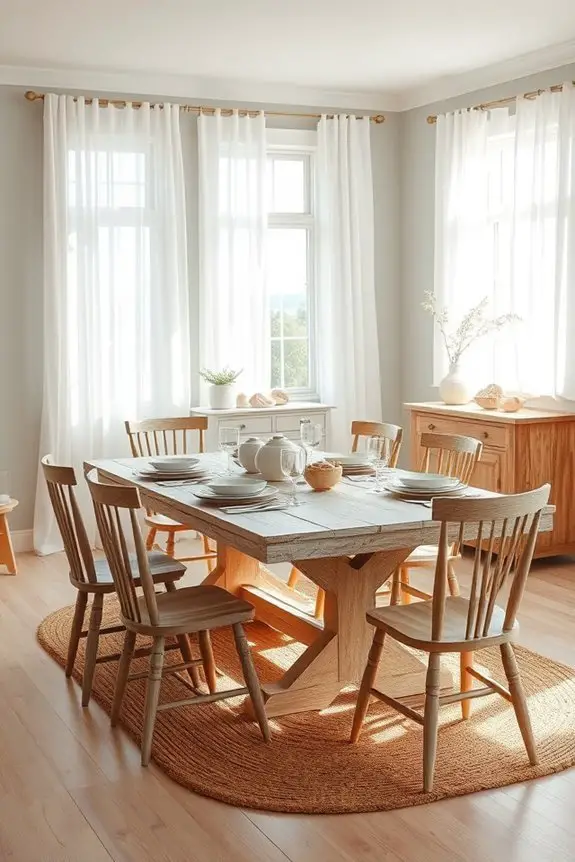 sheer curtains and bamboo shades