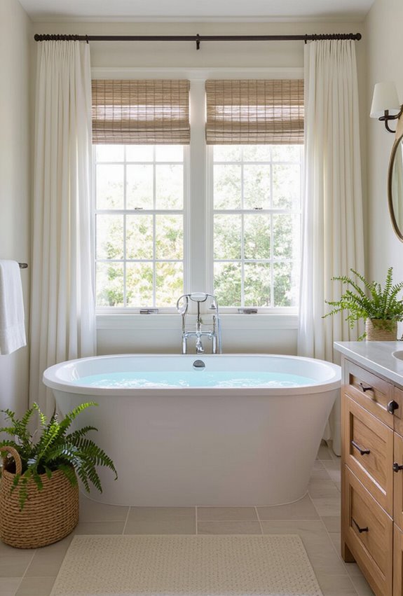 sheer curtains with bamboo blinds