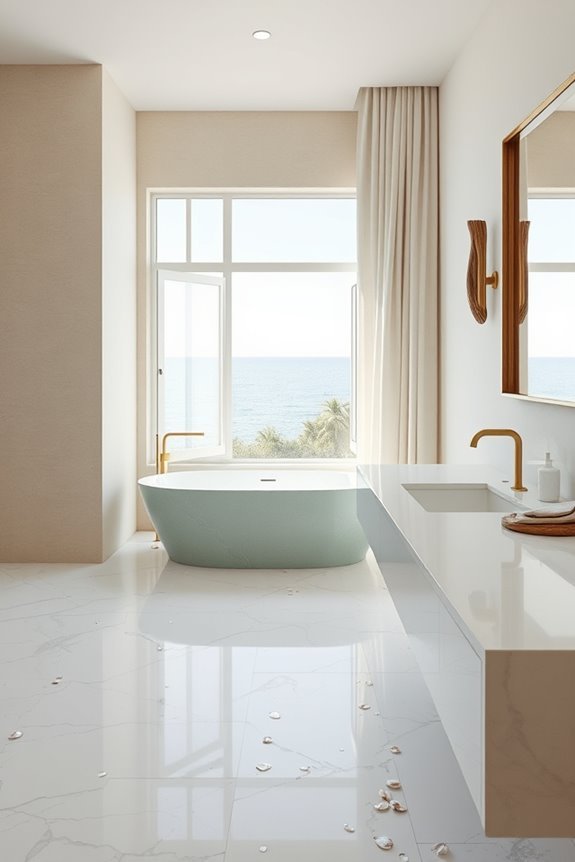 shell embedded bathroom surfaces
