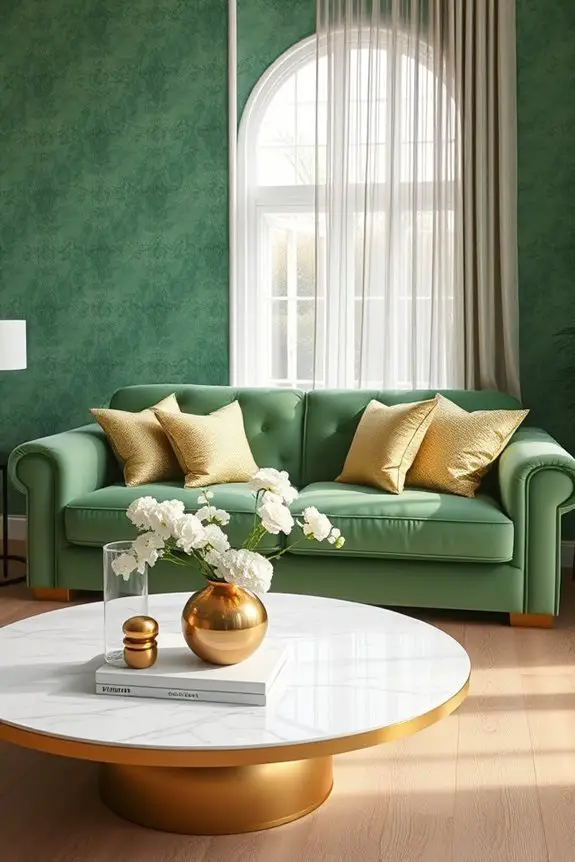 shimmering green interior accents
