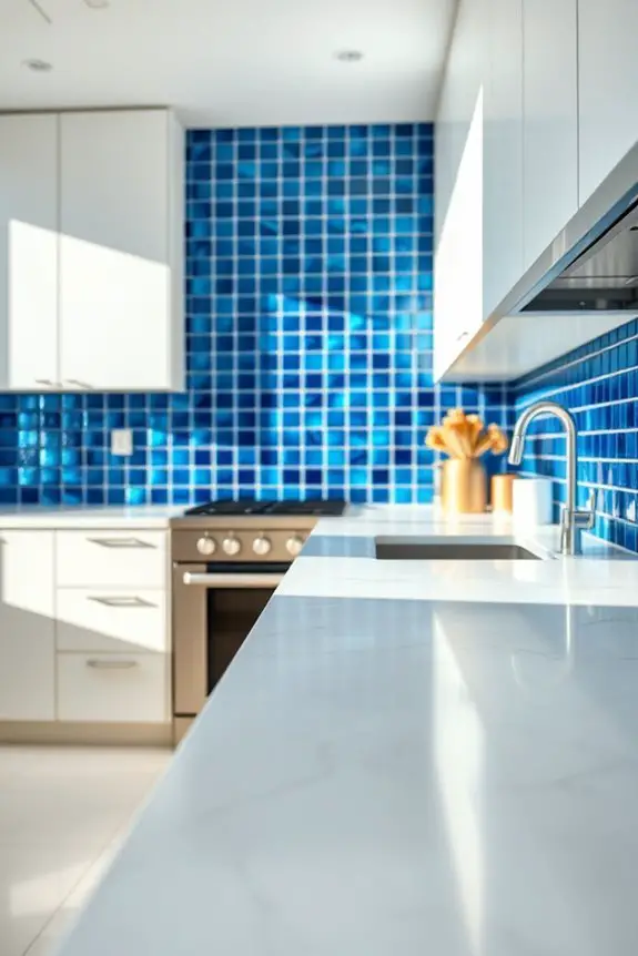 shiny blue metallic tiles