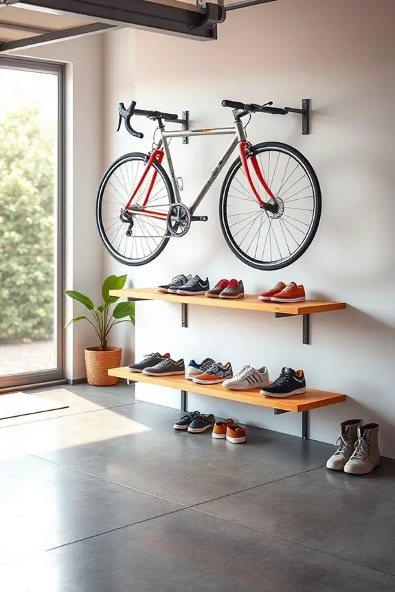 shoe storage bike rack