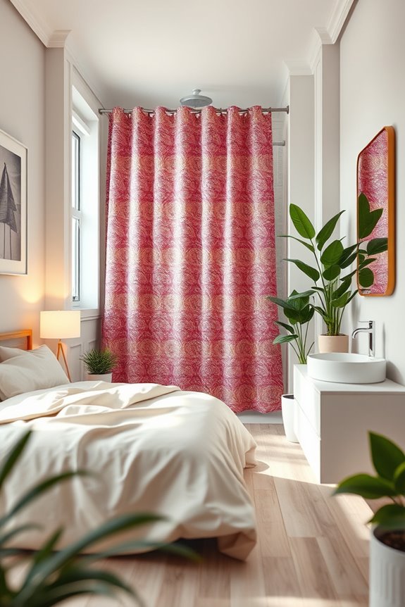 shower curtain for space efficiency