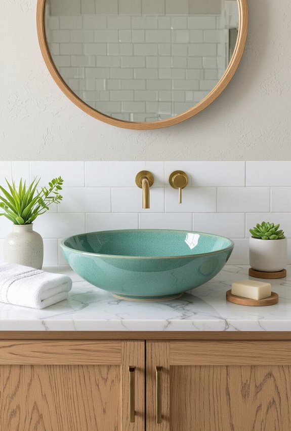 single green vessel sink