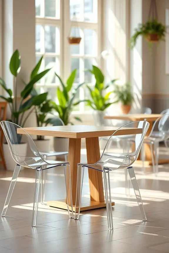 sleek acrylic chairs enhance ambiance