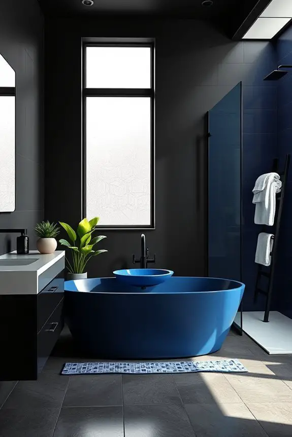 sleek black and blue design