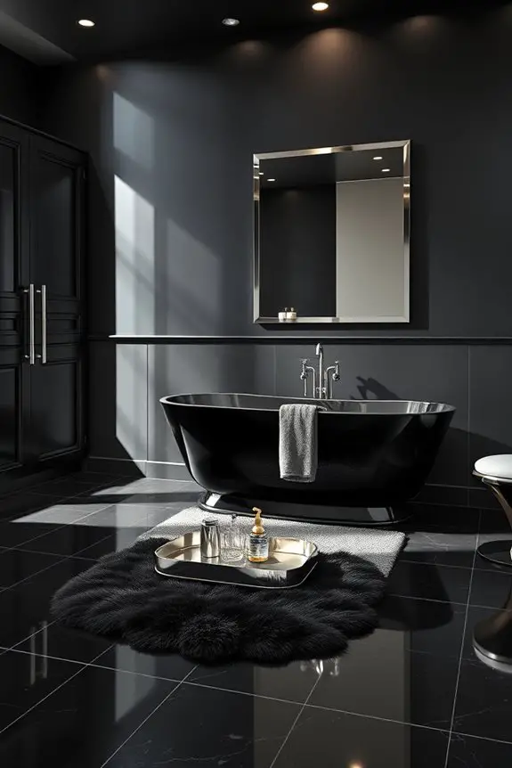 sleek black and silver decor