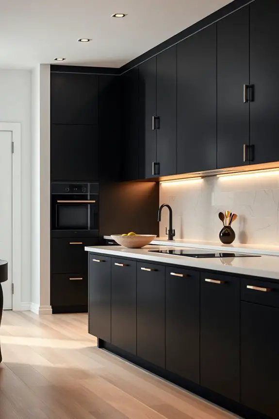 sleek black cabinetry lighting