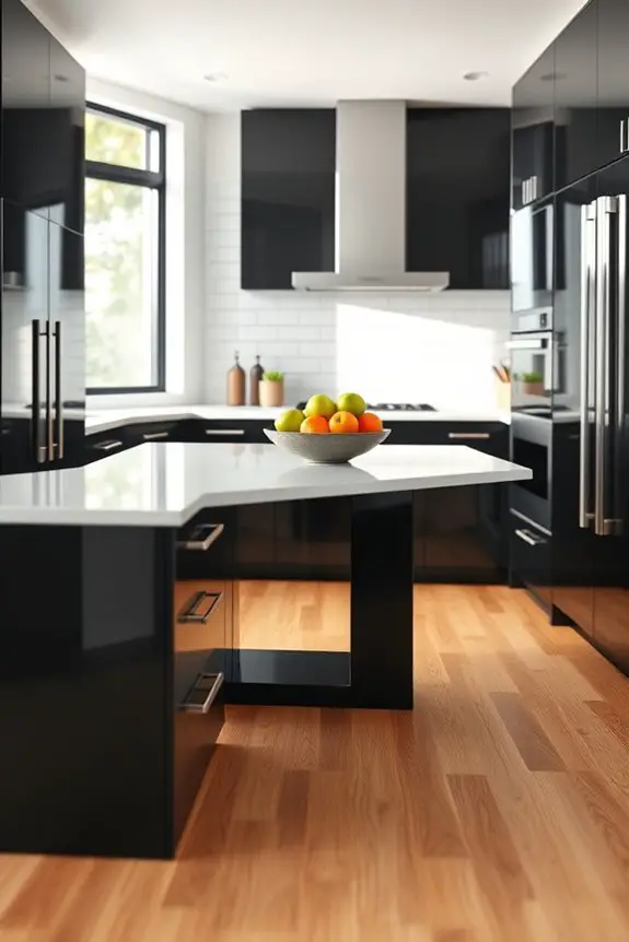sleek black cabinets elegance
