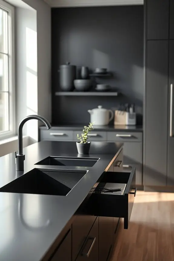 sleek black countertops elevate kitchens