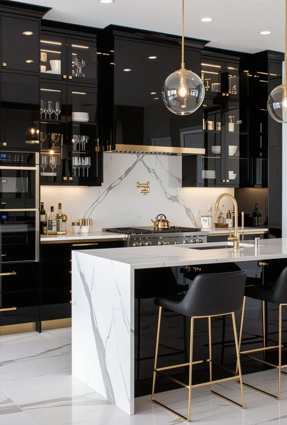 sleek black lacquered goldtrim