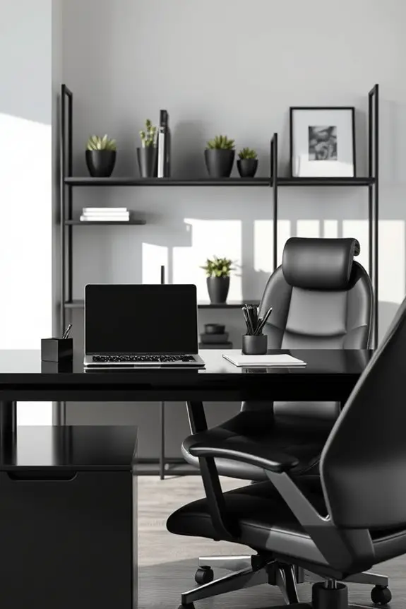 sleek black workspace design