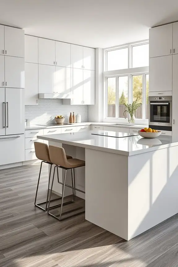sleek cabinets warm floors