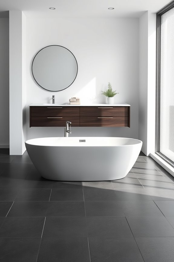 sleek charcoal gray porcelain