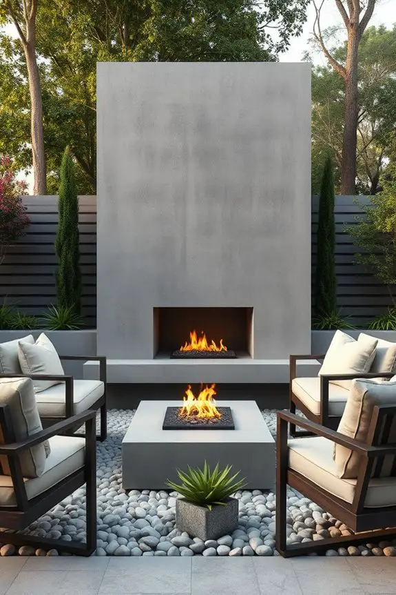 sleek concrete fireplace elegance