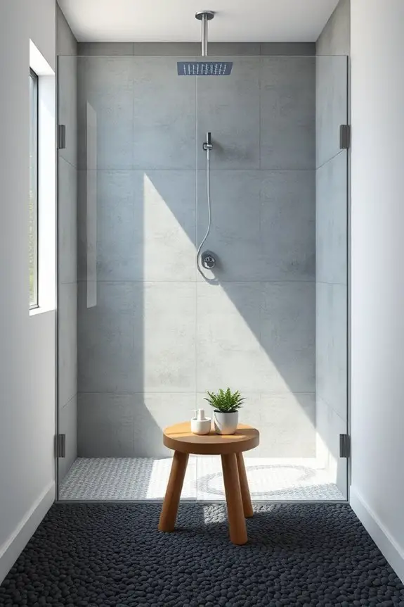 sleek concrete shower surrounds