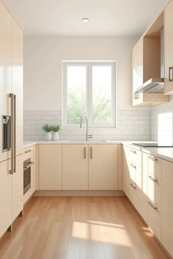 sleek contemporary cream cabinets