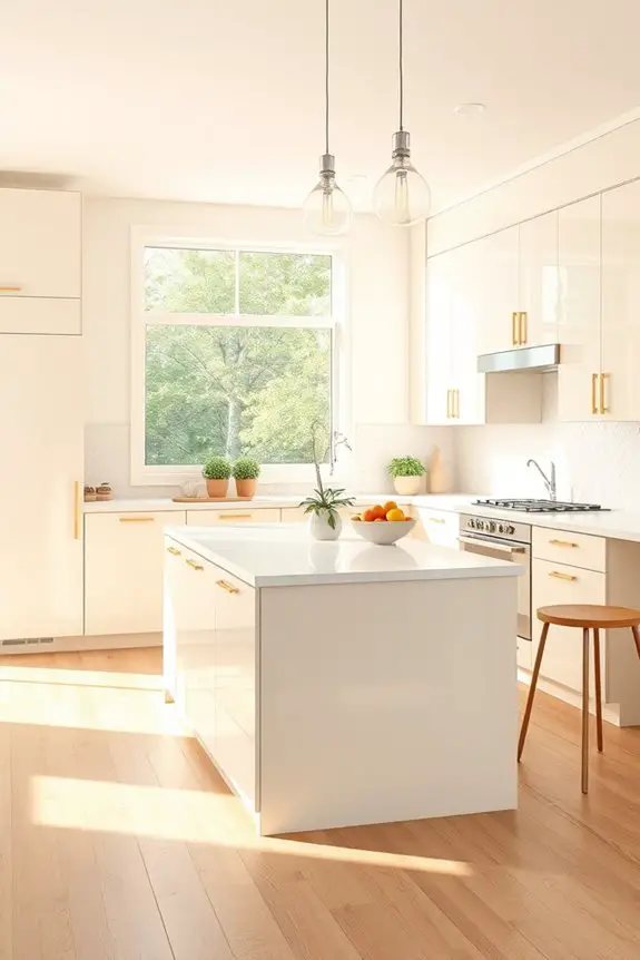 sleek cream and white kitchen