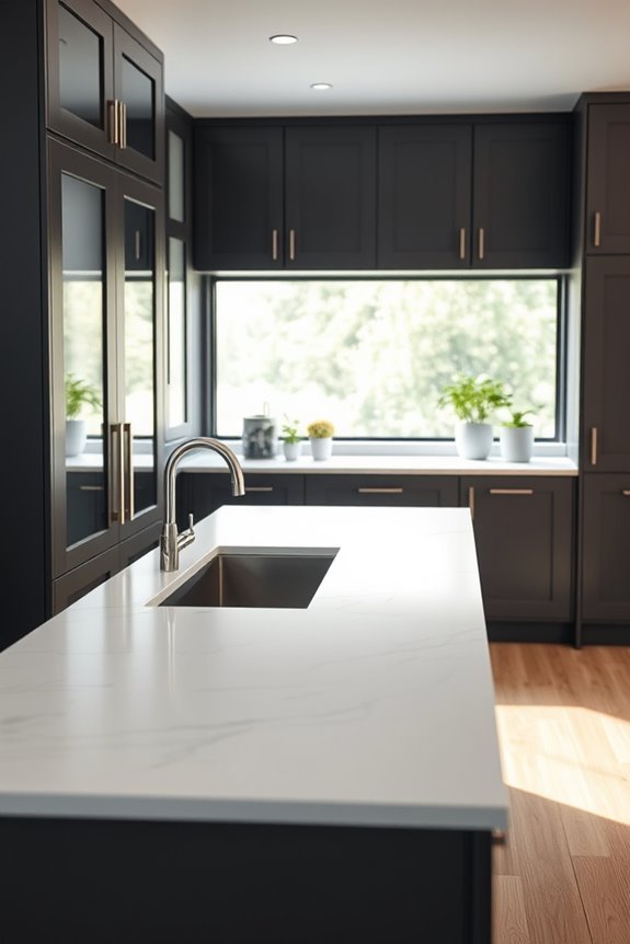 sleek dark grey cabinets