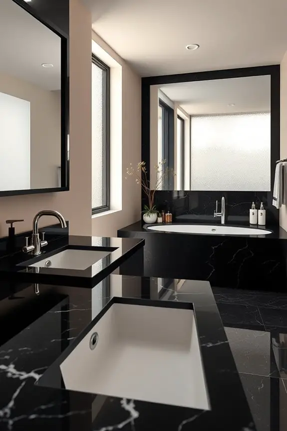 sleek frameless granite mirrors