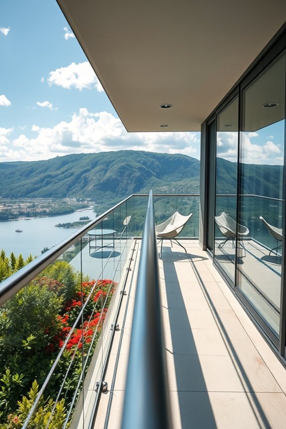 sleek glass cable railings