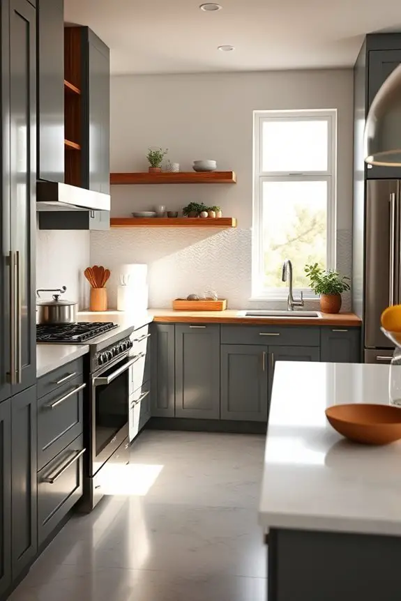 sleek gray warm brown accents
