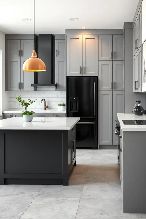 sleek grey and black kitchen