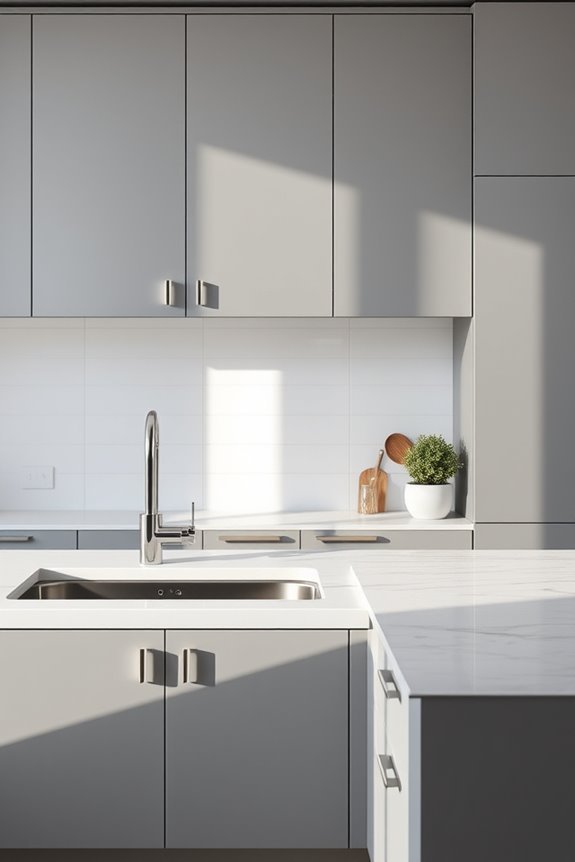 sleek grey minimalist kitchen