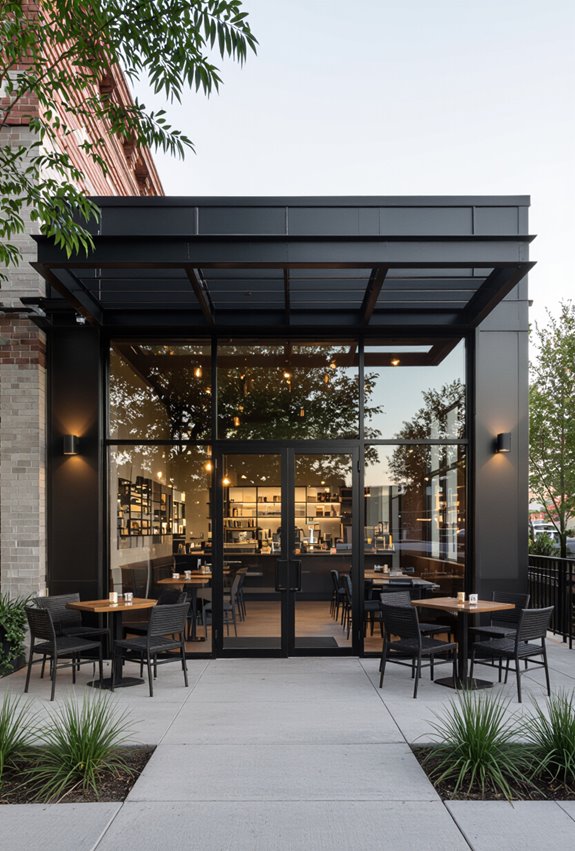 sleek industrial glass storefront
