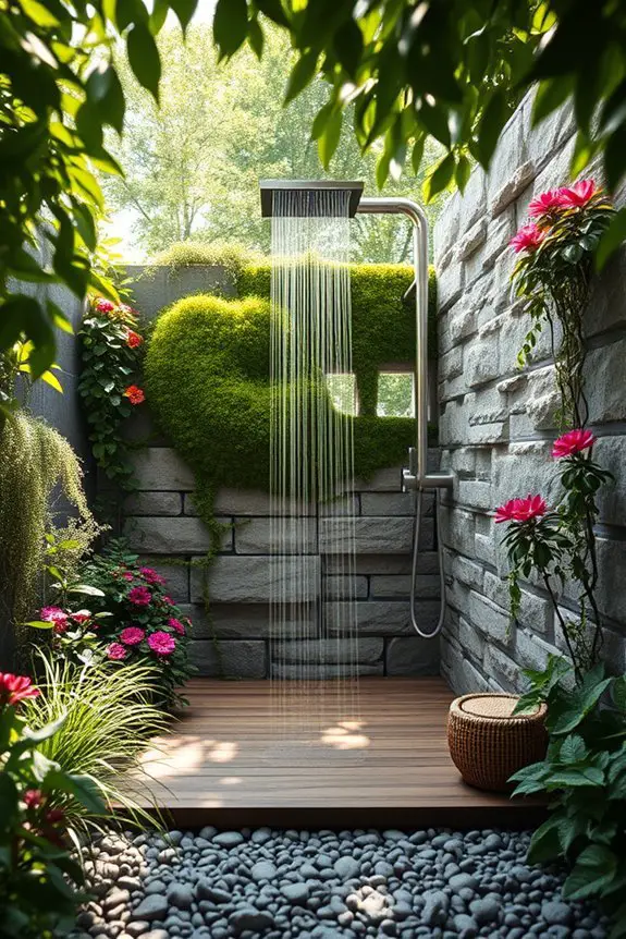 sleek industrial outdoor shower