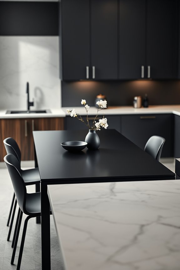 sleek matte black dining sets