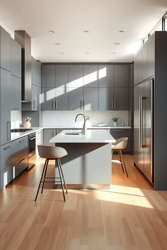 sleek matte grey cabinets