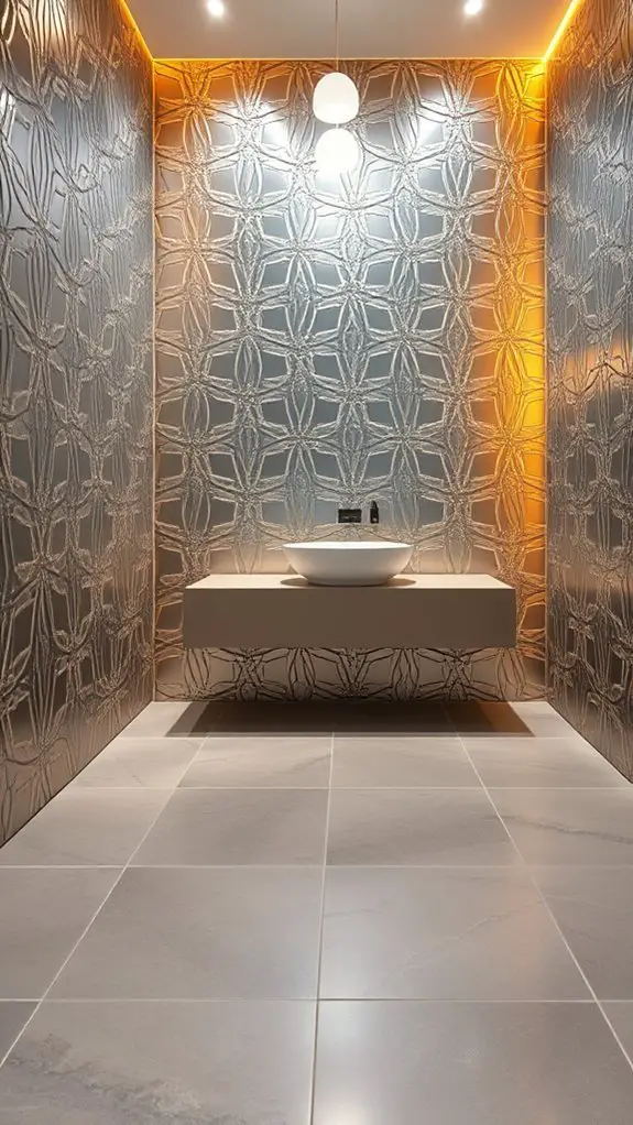 sleek metallic washroom designs