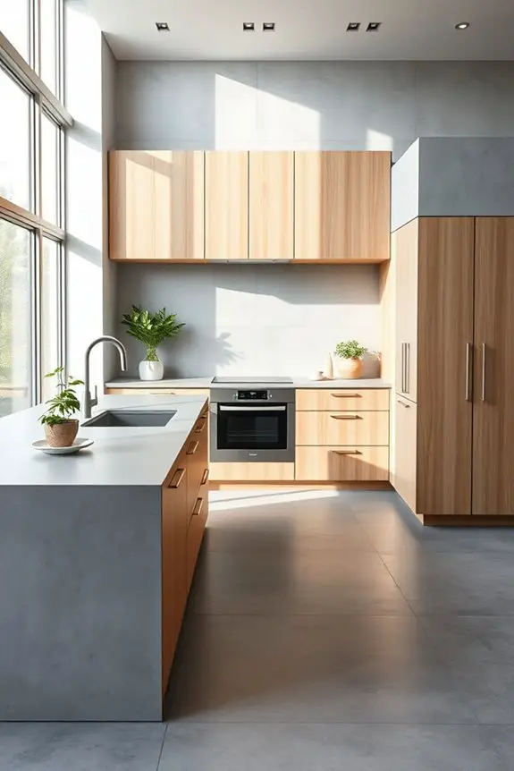sleek minimal wood concrete
