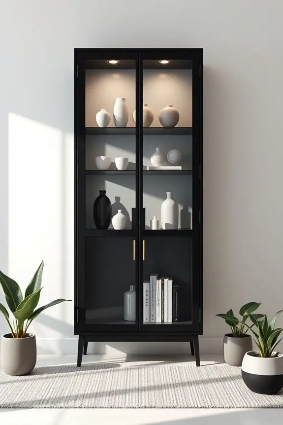sleek minimalist black cabinet